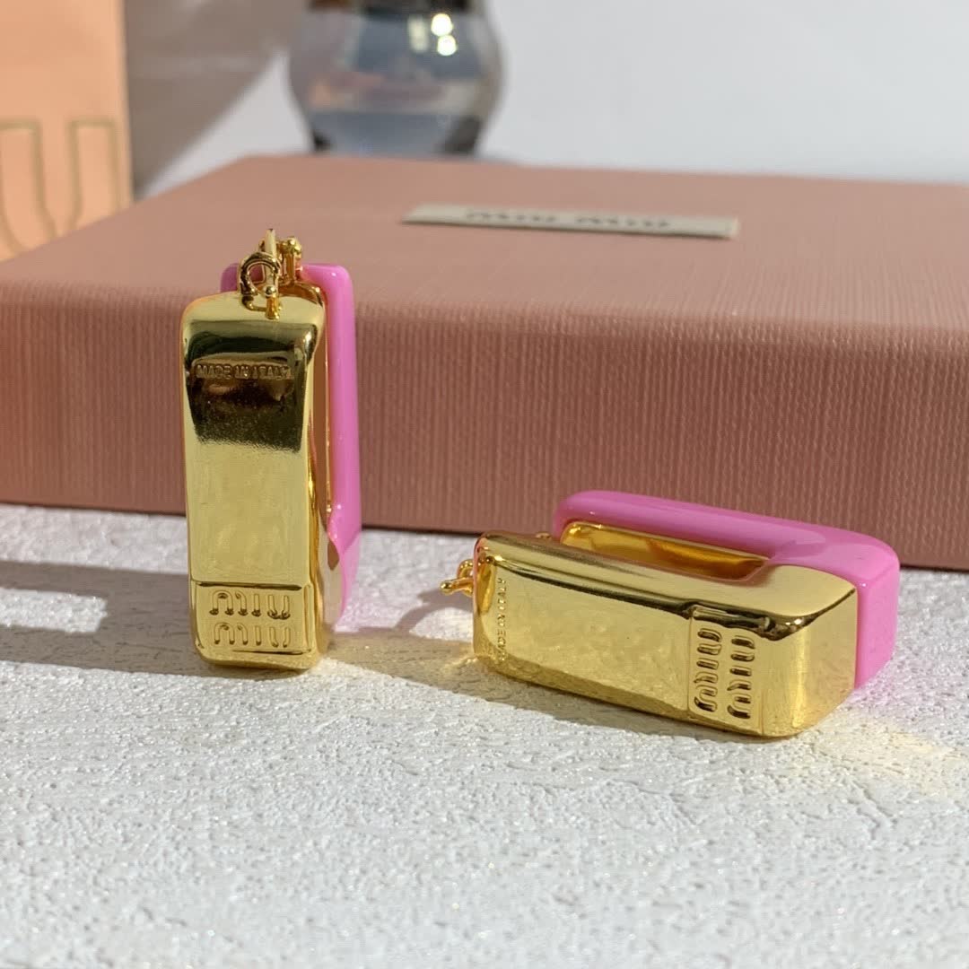 Miu Miu Pink Rectangle Earrings